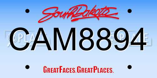 CAM8894 South Dakota License Plate