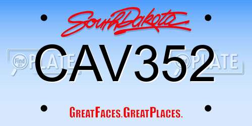 CAV352 South Dakota License Plate