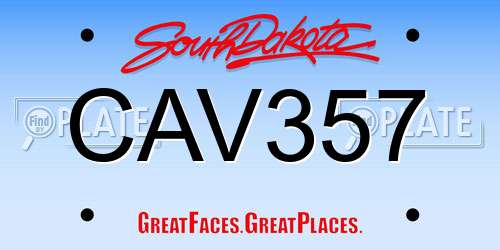 CAV357 South Dakota License Plate