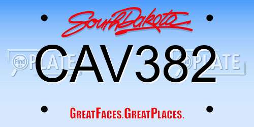 CAV382 South Dakota License Plate