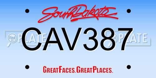 CAV387 South Dakota License Plate