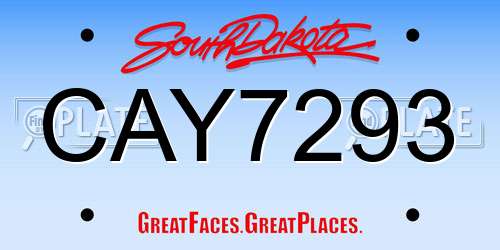CAY7293 South Dakota License Plate