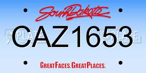 CAZ1653 South Dakota License Plate
