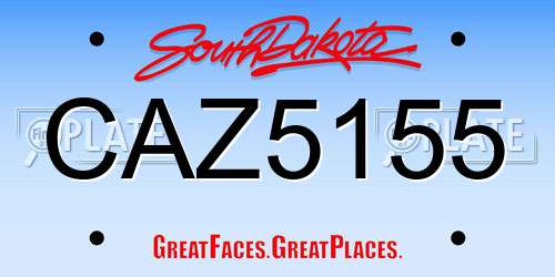 CAZ5155 South Dakota License Plate
