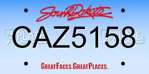 CAZ5158 South Dakota License Plate