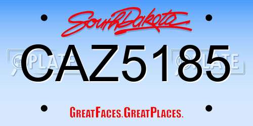 CAZ5185 South Dakota License Plate