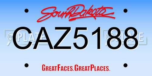 CAZ5188 South Dakota License Plate