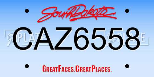 CAZ6558 South Dakota License Plate