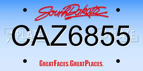 CAZ6855 South Dakota License Plate
