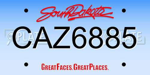 CAZ6885 South Dakota License Plate