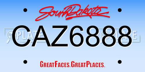 CAZ6888 South Dakota License Plate