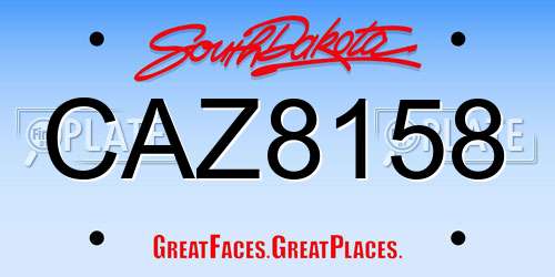 CAZ8158 South Dakota License Plate