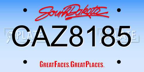 CAZ8185 South Dakota License Plate