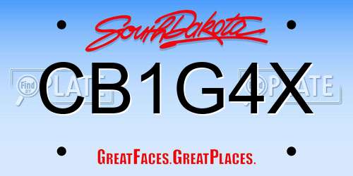 CB1G4X South Dakota License Plate