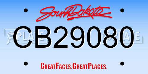 CB29080 South Dakota License Plate