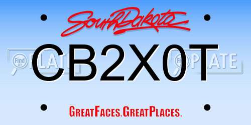 CB2X0T South Dakota License Plate
