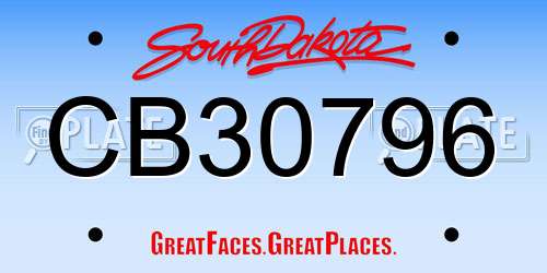 CB30796 South Dakota License Plate