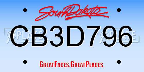 CB3D796 South Dakota License Plate