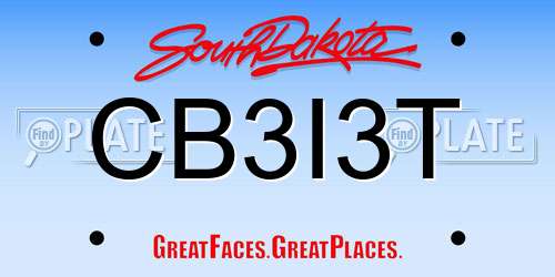 CB3I3T South Dakota License Plate