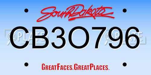 CB3O796 South Dakota License Plate