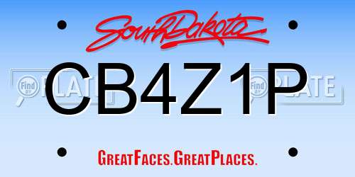 CB4Z1P South Dakota License Plate