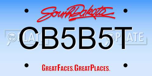 CB5B5T South Dakota License Plate