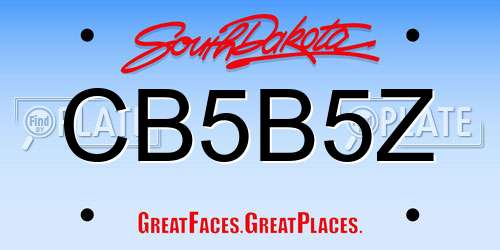 CB5B5Z South Dakota License Plate