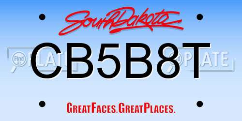 CB5B8T South Dakota License Plate