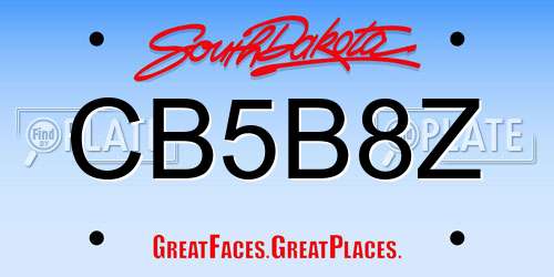 CB5B8Z South Dakota License Plate
