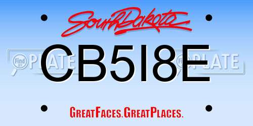 CB5I8E South Dakota License Plate
