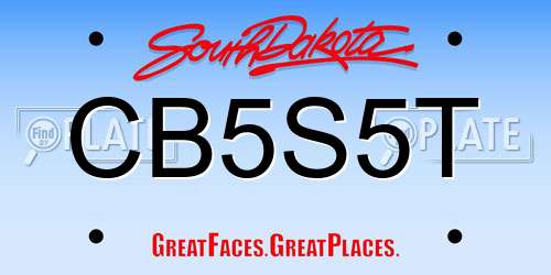 CB5S5T South Dakota License Plate
