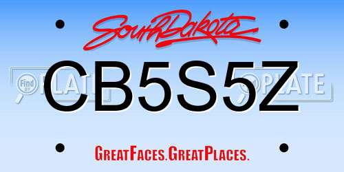CB5S5Z South Dakota License Plate