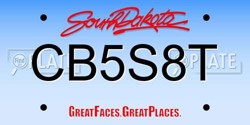 CB5S8T South Dakota License Plate