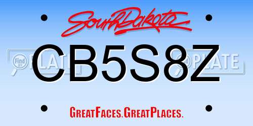 CB5S8Z South Dakota License Plate