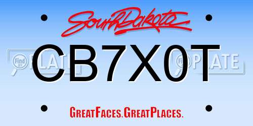 CB7X0T South Dakota License Plate