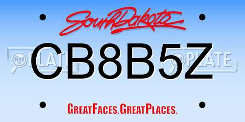 CB8B5Z South Dakota License Plate