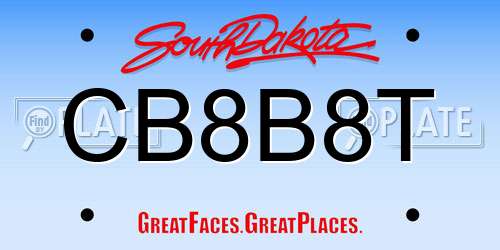 CB8B8T South Dakota License Plate