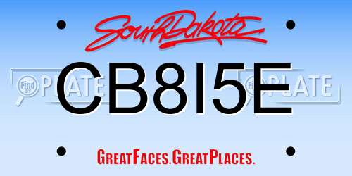 CB8I5E South Dakota License Plate