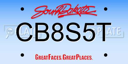 CB8S5T South Dakota License Plate