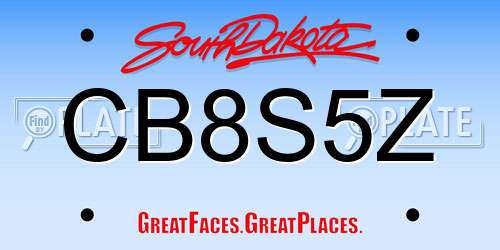 CB8S5Z South Dakota License Plate