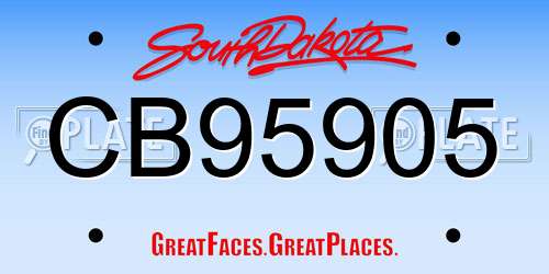 CB95905 South Dakota License Plate