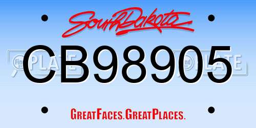 CB98905 South Dakota License Plate