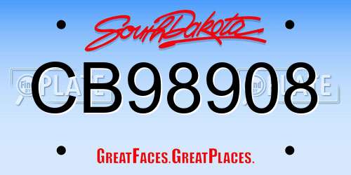 CB98908 South Dakota License Plate