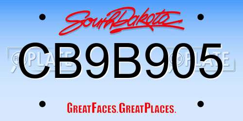 CB9B905 South Dakota License Plate