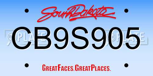 CB9S905 South Dakota License Plate