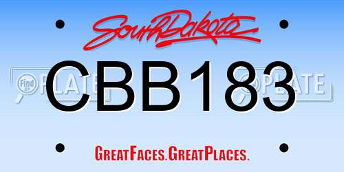 CBB183 South Dakota License Plate
