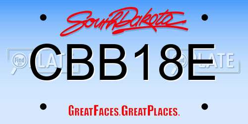 CBB18E South Dakota License Plate