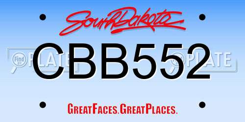 CBB552 South Dakota License Plate