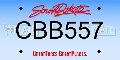 CBB557 South Dakota License Plate