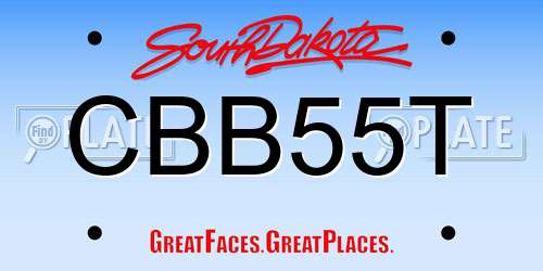 CBB55T South Dakota License Plate